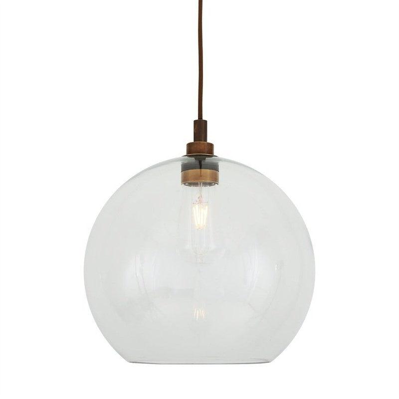 Leith Open Glass Globe Pendant Light-Mullan Lighting-Antique Brass-Clear-100cm-nirohome