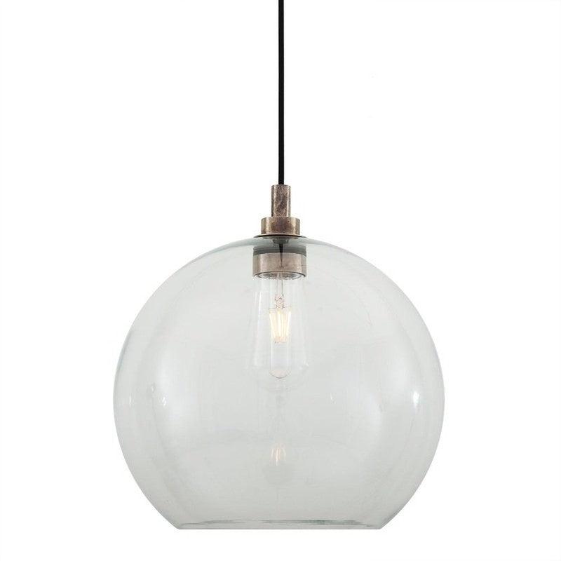 Leith Open Glass Globe Pendant Light-Mullan Lighting-Antique Silver-Clear-100cm-nirohome