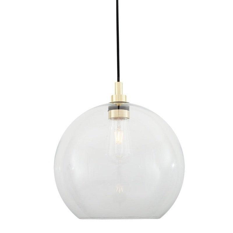 Leith Open Glass Globe Pendant Light-Mullan Lighting-Polished Brass-Clear-100cm-nirohome