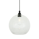 Leith Open Glass Globe Pendant Light-Mullan Lighting-Powder Coated Matt Black-Clear-100cm-nirohome