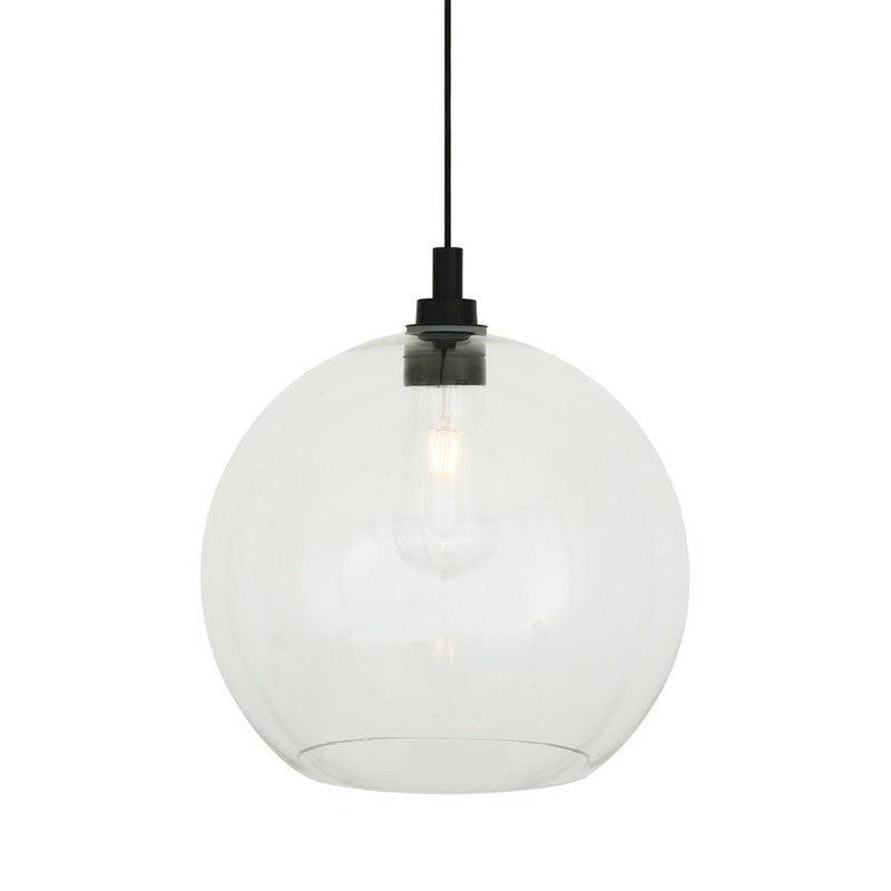 Leith Open Glass Globe Pendant Light-Mullan Lighting-Powder Coated Matt Black-Clear-100cm-nirohome