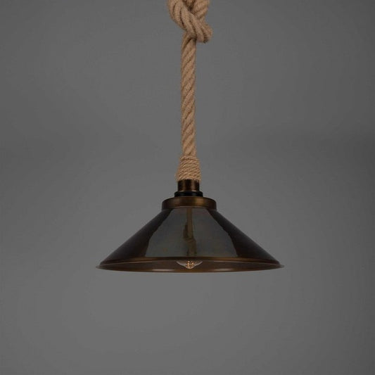 Mullan Lighting Naxos Jute Rope Pendant With Vintage Brass Shade