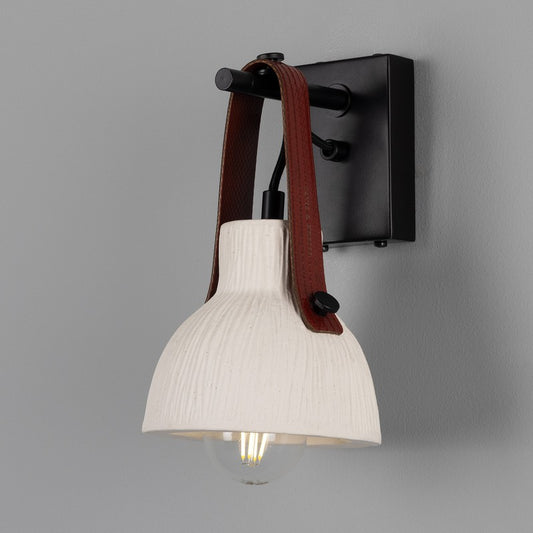 Nagi Organic Ceramic Wall Light With Rescued Fire-Hose Strap