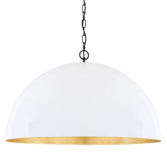 Mullan Lighting Goma Pendant With White Dome and Gold Leaf