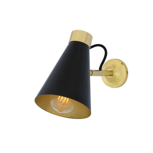 Mullan Lighting Preston Brass Wall Light With Adjustable Cone Shade