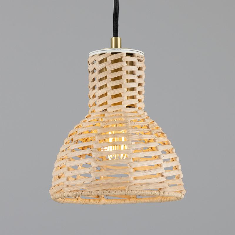 Malta Small Rattan Pendant Light 15cm-Mullan Lighting-Antique Brass-100cm-nirohome