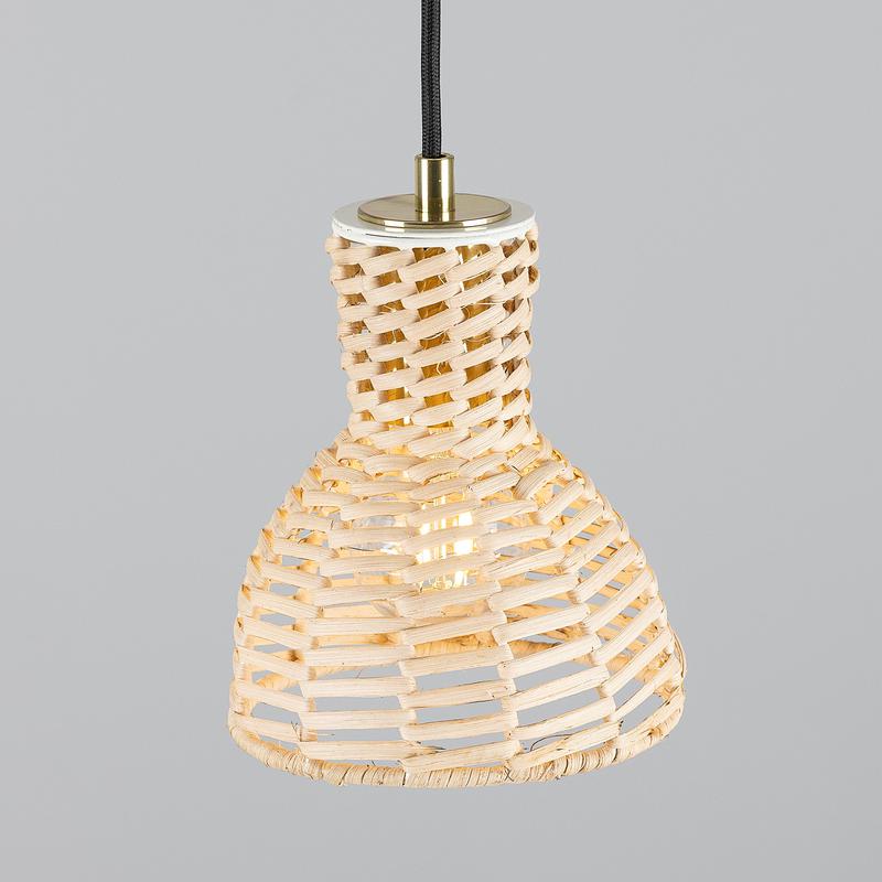 Malta Small Rattan Pendant Light 15cm-Mullan Lighting-Polished Brass-100cm-nirohome