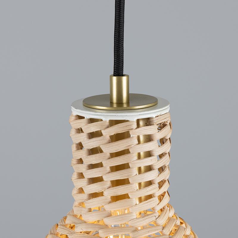 Malta Small Rattan Pendant Light 15cm-Mullan Lighting-Satin Brass-100cm-nirohome