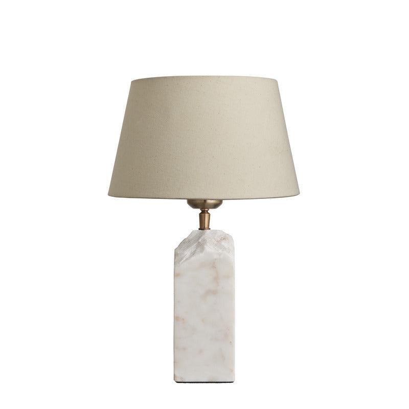 Marble Medium Ridge Table Lamp - White-Industville-Natural Cotton Empire - Medium Shade-nirohome