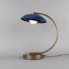 Marrakesh Art Deco Table Lamp With a Rounded Brass Arm-Mullan Lighting-Antique Brass & Powder Coated Sapphire Blue-nirohome