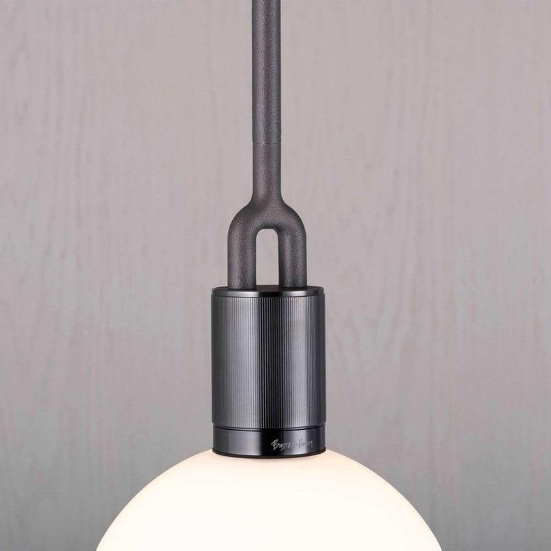 Medium Forked Pendant With Opal Glass Globe-Buster + Punch-Brass-nirohome