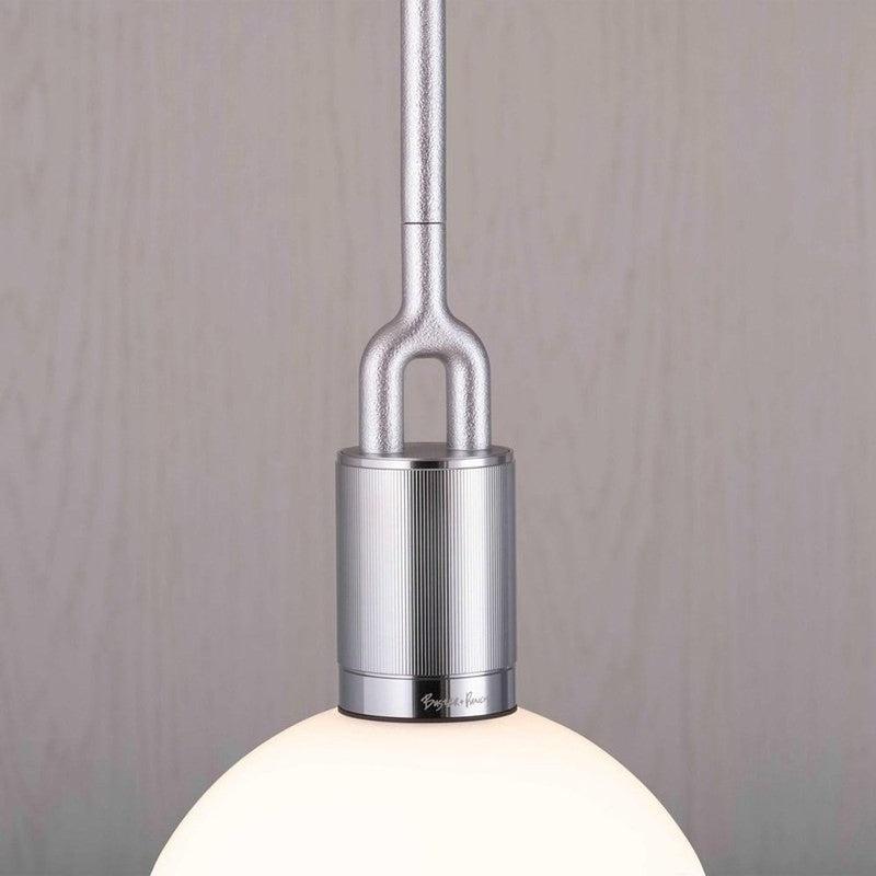 Medium Forked Pendant With Opal Glass Globe-Buster + Punch-Brass-nirohome