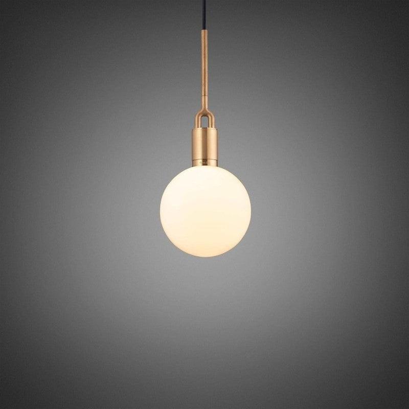 Medium Forked Pendant With Opal Glass Globe-Buster + Punch-Brass-nirohome