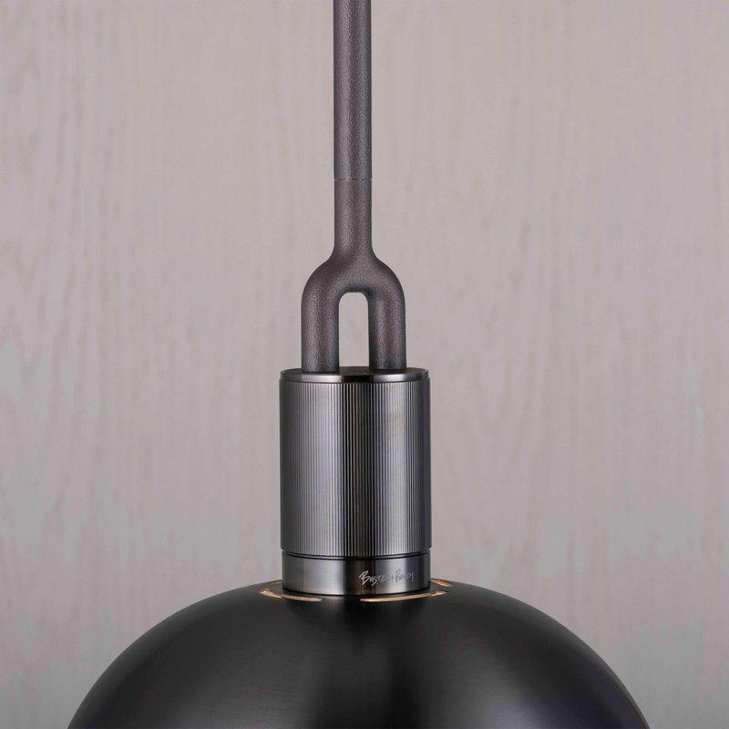 Medium Forked Pendant With Shade And Opal Glass Globe-Buster + Punch-Brass-nirohome