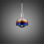 Medium Forked Pendant With Shade And Smoked Glass Globe-Buster + Punch-Burnt Steel-nirohome