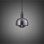 Medium Forked Pendant With Shade And Smoked Glass Globe-Buster + Punch-Gun Metal-nirohome