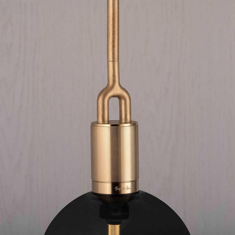 Medium Forked Pendant with Smoked Glass Globe-Buster + Punch-Brass-nirohome