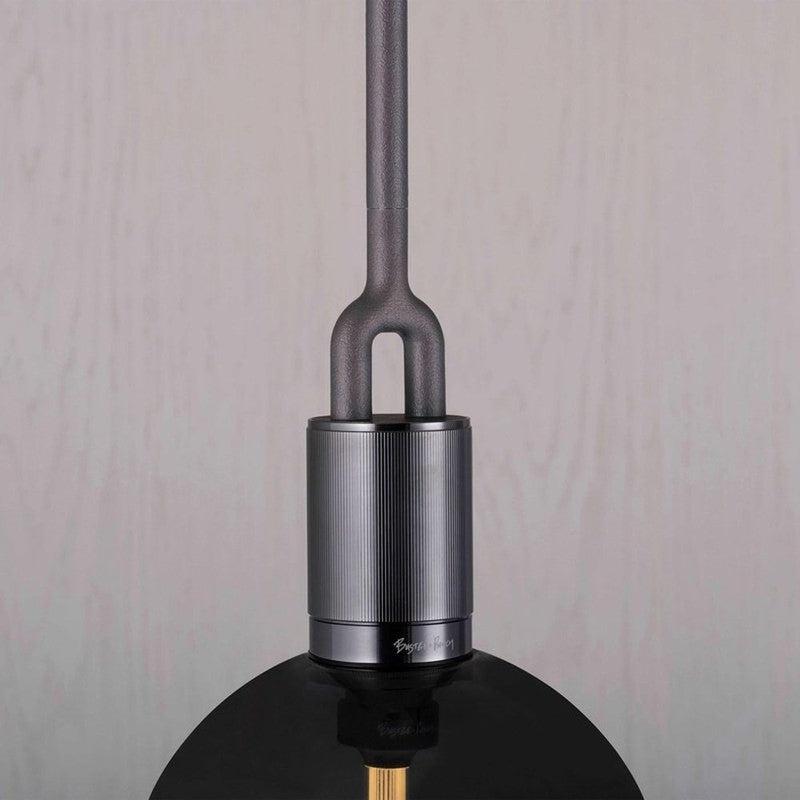 Medium Forked Pendant with Smoked Glass Globe-Buster + Punch-Brass-nirohome