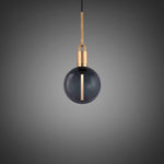 Medium Forked Pendant with Smoked Glass Globe-Buster + Punch-Brass-nirohome