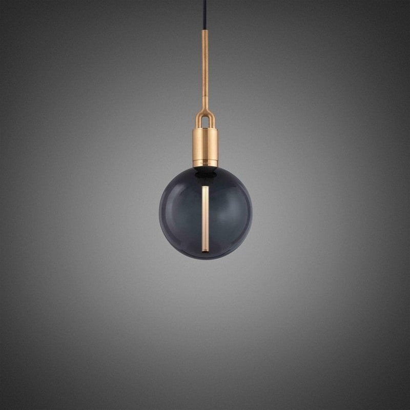 Medium Forked Pendant with Smoked Glass Globe-Buster + Punch-Brass-nirohome