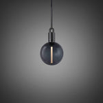 Medium Forked Pendant with Smoked Glass Globe-Buster + Punch-Gun Metal-nirohome