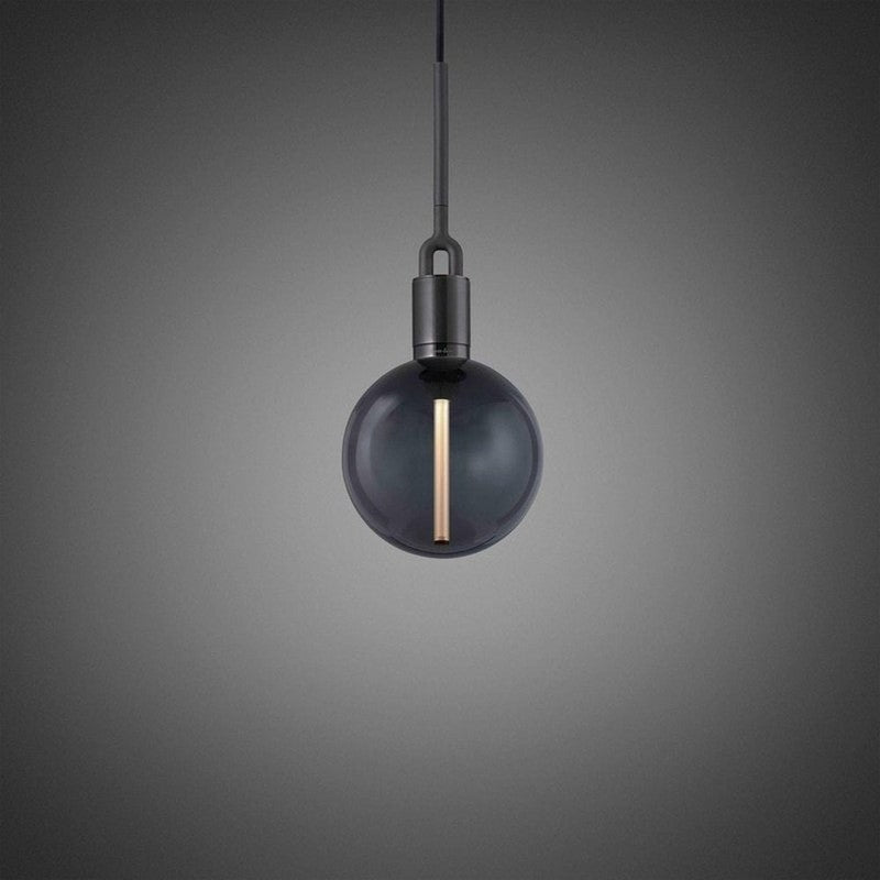 Medium Forked Pendant with Smoked Glass Globe-Buster + Punch-Gun Metal-nirohome