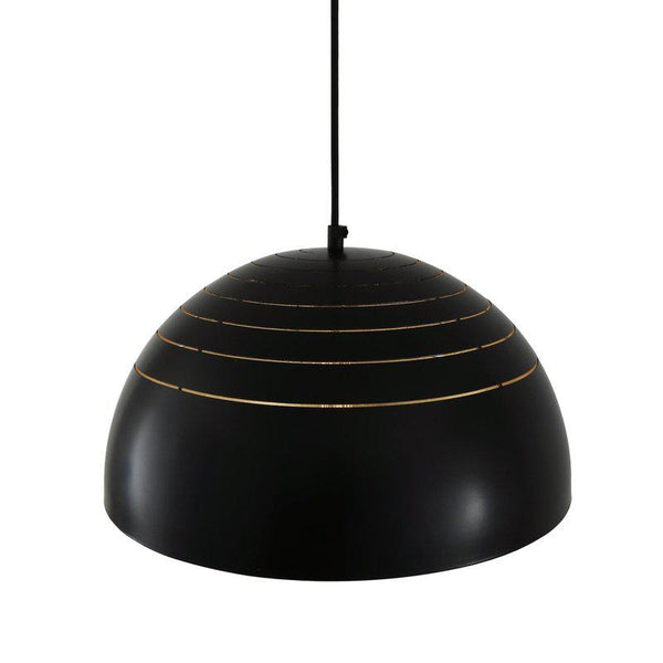 Midas Pendant Light With Black Dome & Gold Leaf