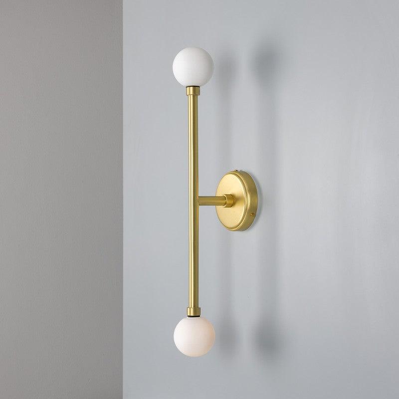 Monto Double Globe Slim Bathroom Wall Light - 61cm IP44-Mullan Lighting-Antique Brass-nirohome