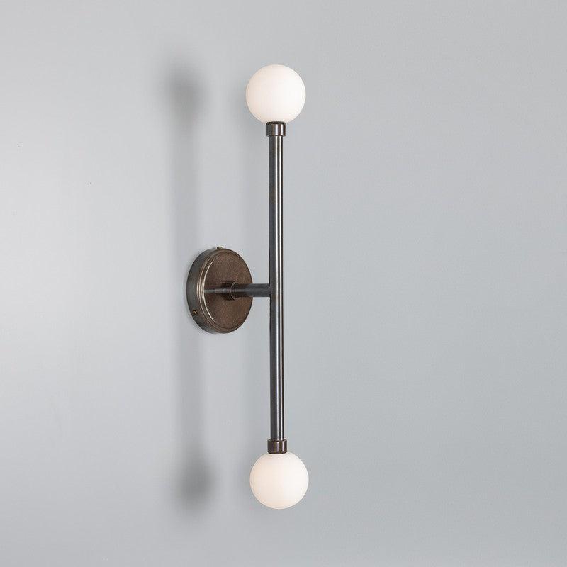 Monto Double Globe Slim Bathroom Wall Light - 61cm IP44-Mullan Lighting-Antique Brass-nirohome