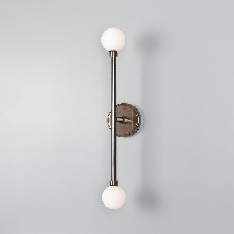 Monto Double Globe Slim Bathroom Wall Light - 61cm IP44-Mullan Lighting-Antique Brass-nirohome