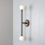 Monto Double Globe Slim Bathroom Wall Light - 61cm IP44-Mullan Lighting-Antique Brass-nirohome