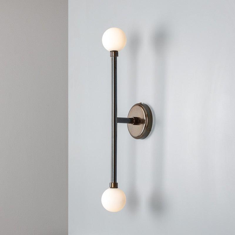 Monto Double Globe Slim Bathroom Wall Light - 61cm IP44-Mullan Lighting-Antique Brass-nirohome