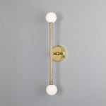 Monto Double Globe Slim Bathroom Wall Light - 61cm IP44-Mullan Lighting-Polished Brass-nirohome