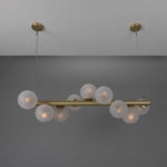 Moriarty Rotating 9 Bulb Linear Chandelier-Mullan Lighting-Satin Brass-Frosted-100cm / 40"-nirohome