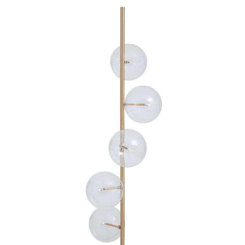 Morris Five Bulb Twisting Floor Lamp-Niro Home-Black Marble-Brass-nirohome