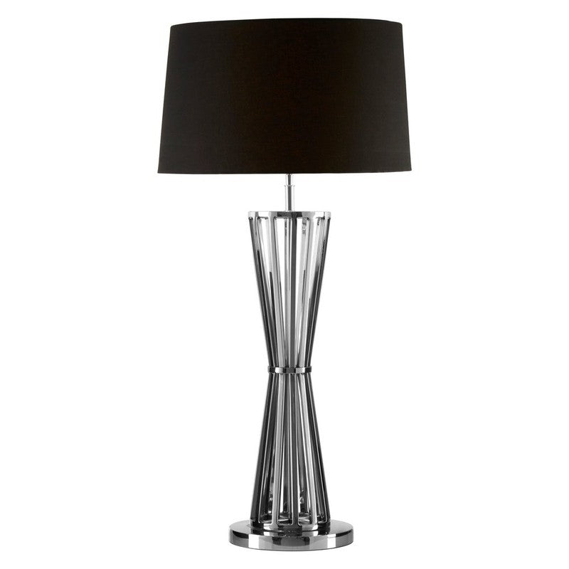 Moyer Twisted Nickel Tall Table Lamp With Black Fabric Shade-Wrenford & Co.-nirohome