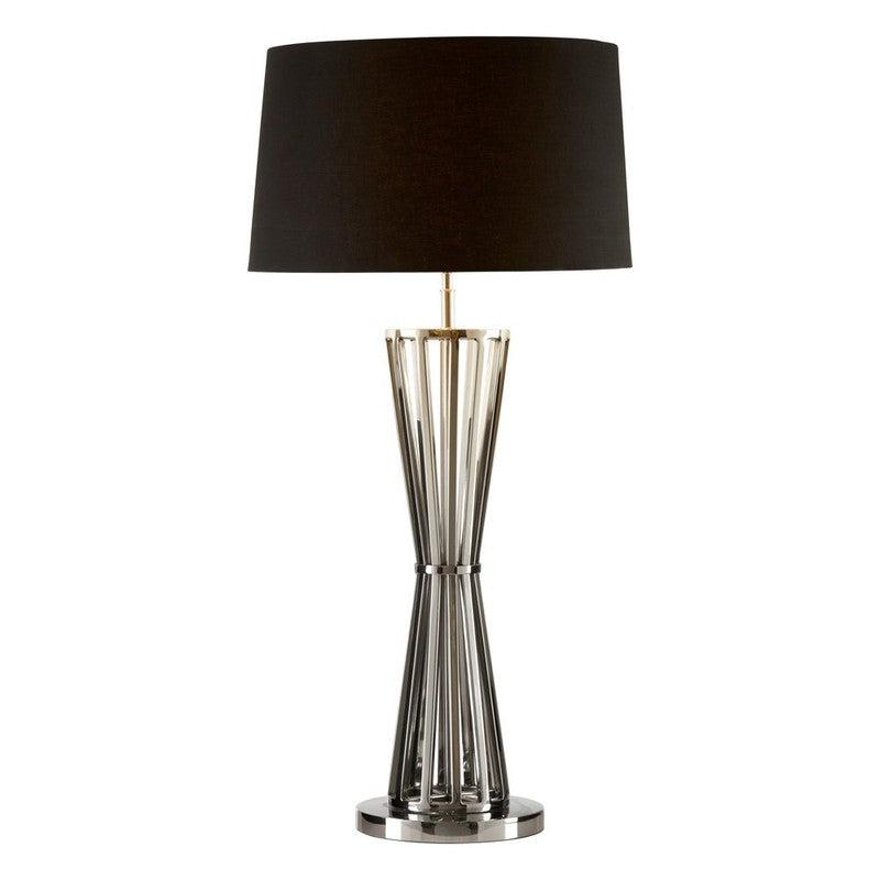 Moyer Twisted Nickel Tall Table Lamp With Black Fabric Shade-Wrenford & Co.-nirohome