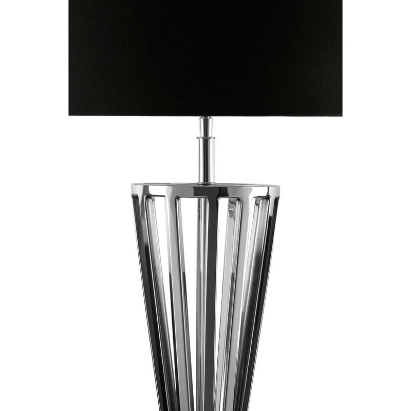 Moyer Twisted Nickel Tall Table Lamp With Black Fabric Shade-Wrenford & Co.-nirohome