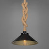 Naxos Jute Rope Pendant With Vintage Brass Shade-Mullan Lighting-Powder Coated Matt Black + Satin Brass Inner-100cm-nirohome