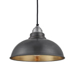 Old Factory Pendant Light - 12 Inch-Industville-Pewter & Brass-nirohome