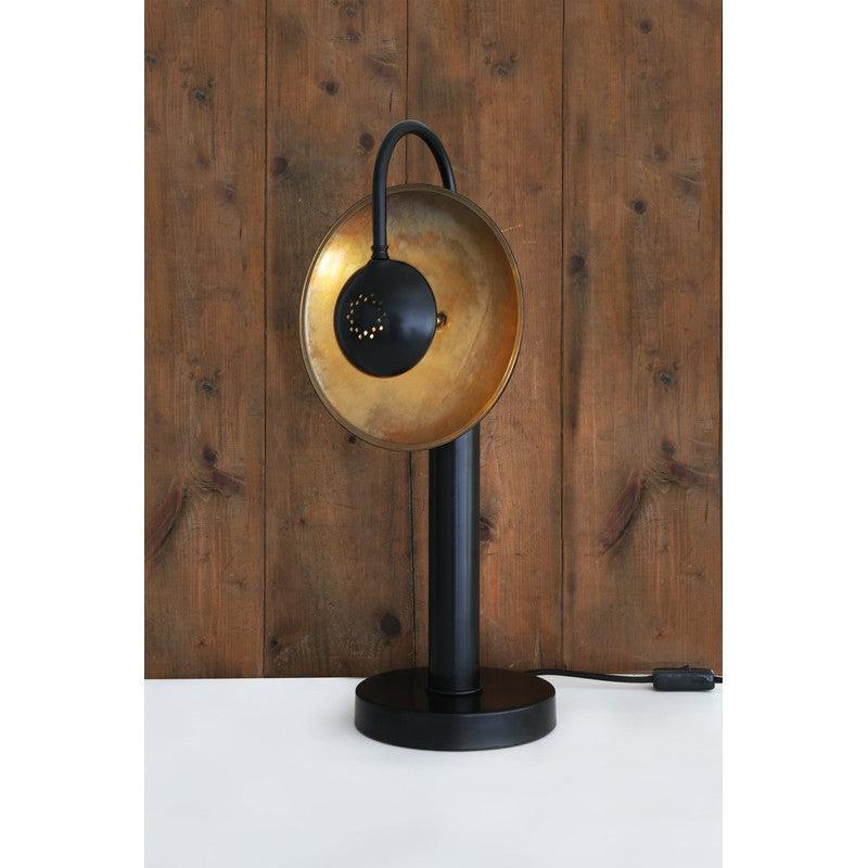 Orebro Brass Dish Pillar Table Lamp-Mullan Lighting-nirohome