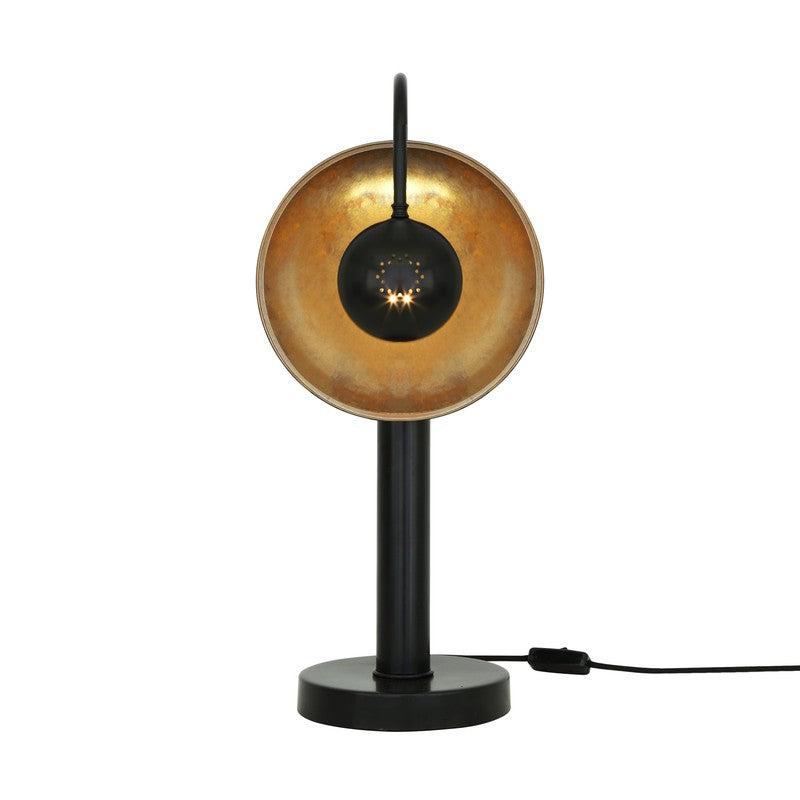 Orebro Brass Dish Pillar Table Lamp-Mullan Lighting-nirohome