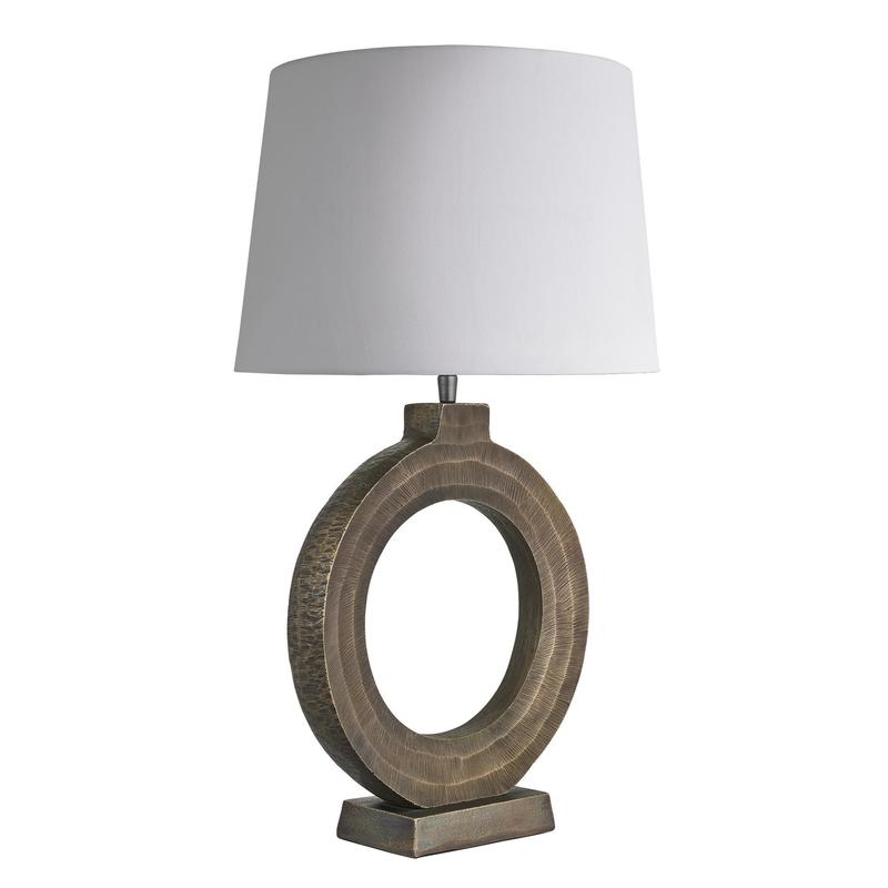 Ornate Circle Table Lamp-Industville-Natural Cotton Empire - Large Shade-nirohome