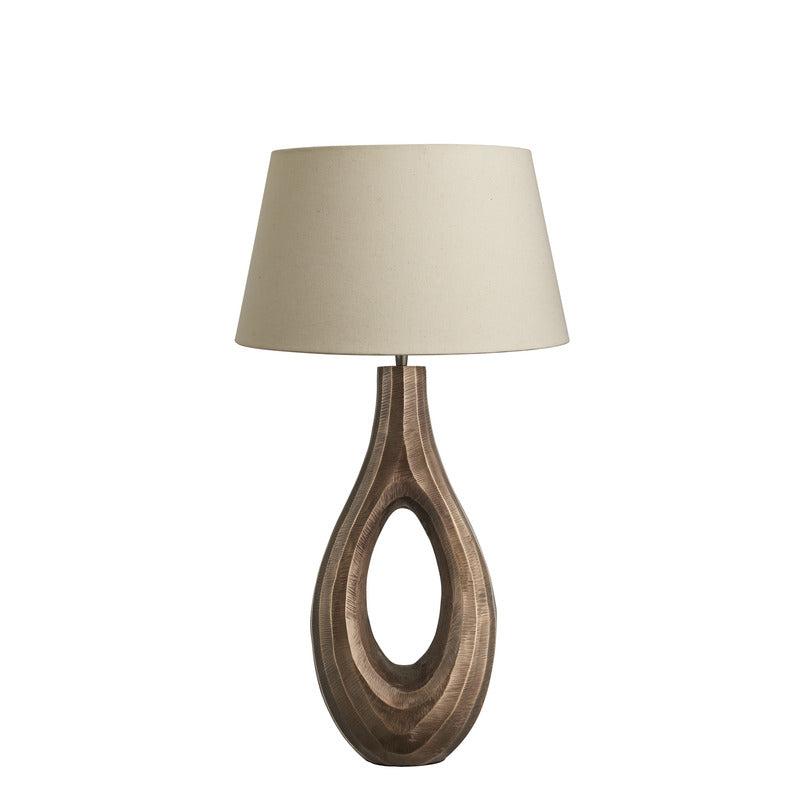 Ornate Ellipse Table Lamp-Industville-Brass-Natural Cotton Empire - Large Shade-nirohome