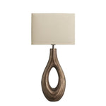 Ornate Ellipse Table Lamp-Industville-Brass-Natural Cotton Rounded Rectangle- Medium Shade-nirohome