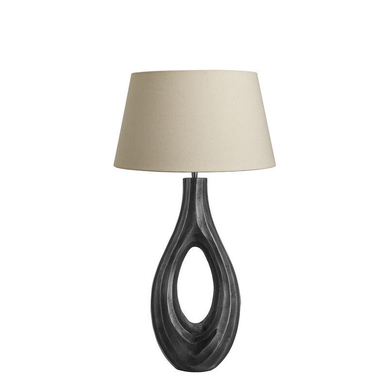 Ornate Ellipse Table Lamp-Industville-Pewter-Natural Cotton Empire - Large Shade-nirohome