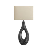 Ornate Ellipse Table Lamp-Industville-Pewter-Natural Cotton Rounded Rectangle- Medium Shade-nirohome