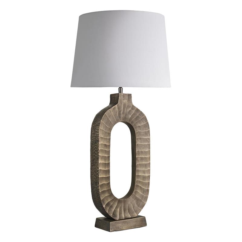 Ornate Oval Table Lamp-Industville-Natural Cotton Empire - Large Shade-nirohome