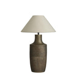 Ornate Vase Table Lamp-Industville-Brass-Natural Cotton Coolie Empire Shade-nirohome