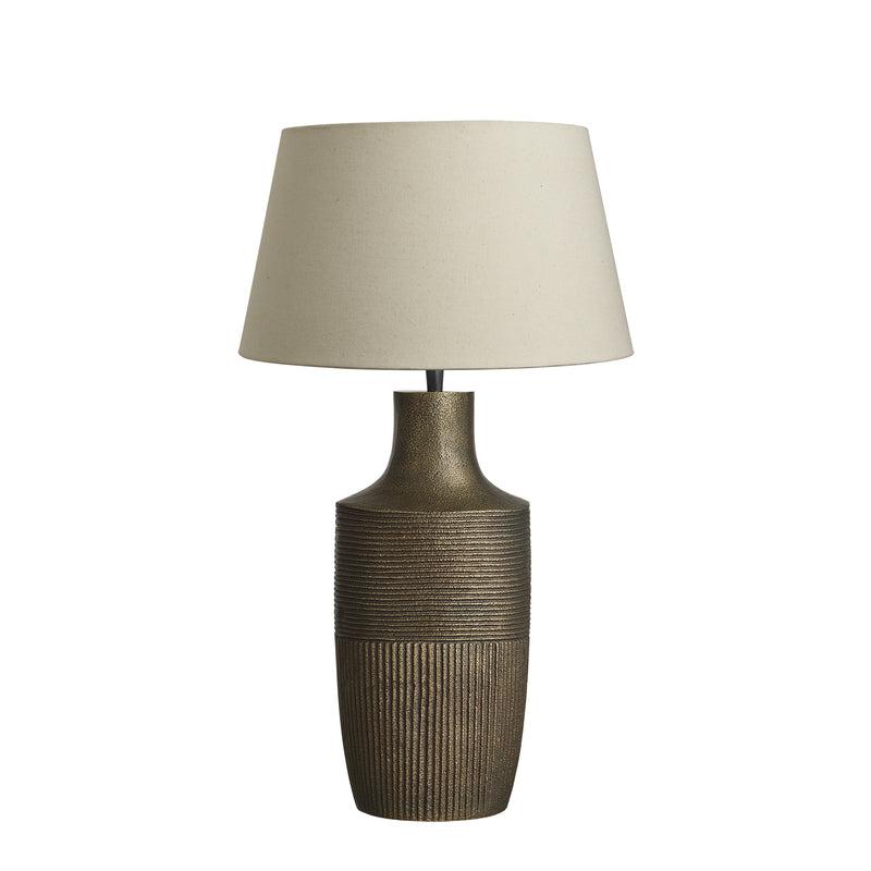 Ornate Vase Table Lamp-Industville-Brass-Natural Cotton Empire Shade-nirohome